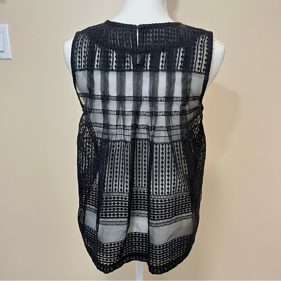 Madewell Sheer Black Sleeveless Babydoll Blouse - Picture 5 of 10